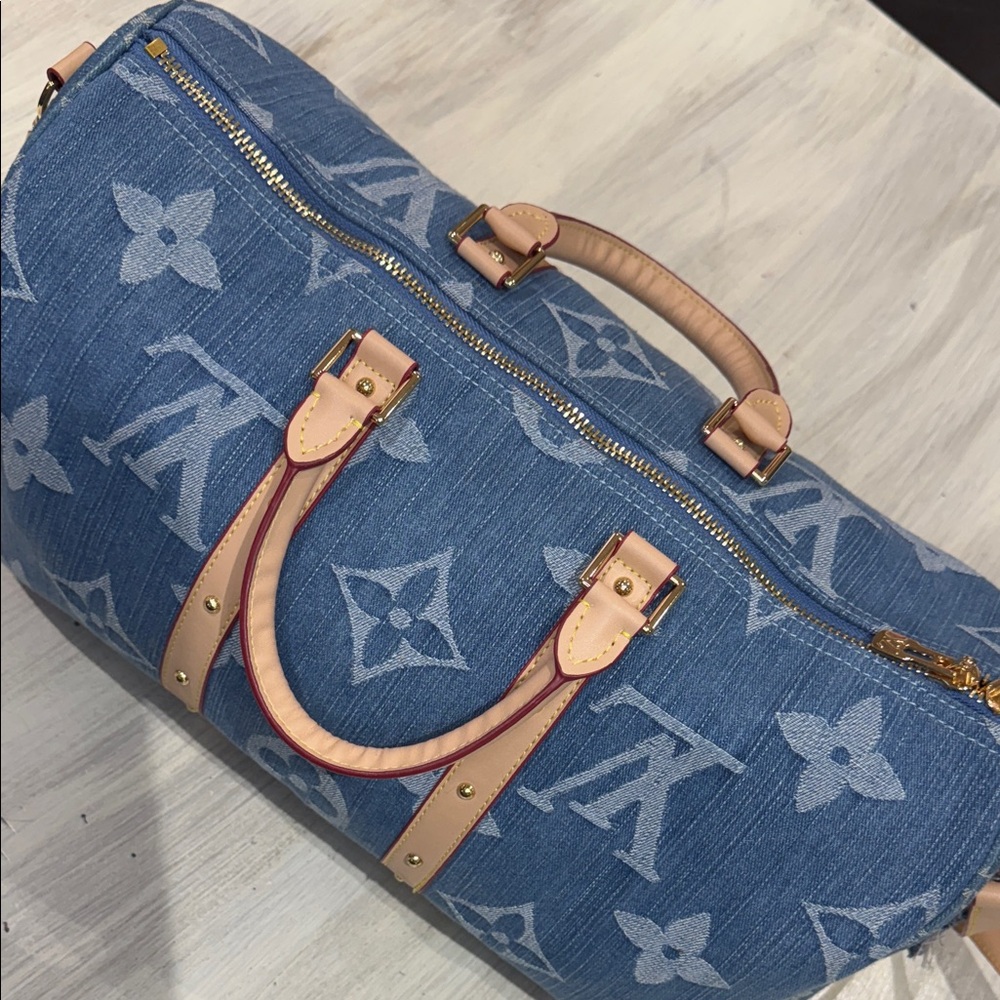 Source Unknown Denim Monogram Keepall Bandouliere… - image 13